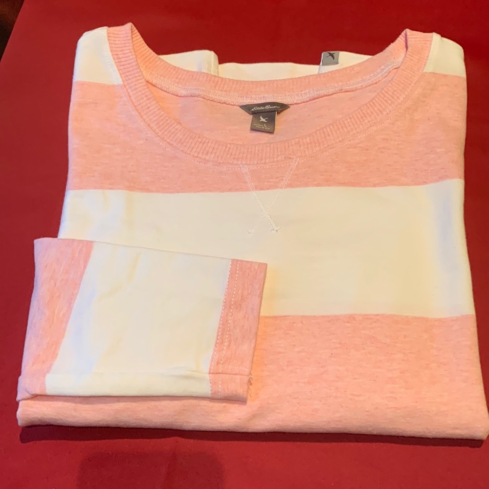 Eddie Bauer long sleeved top sz Large, pink/ white striped NWOTs